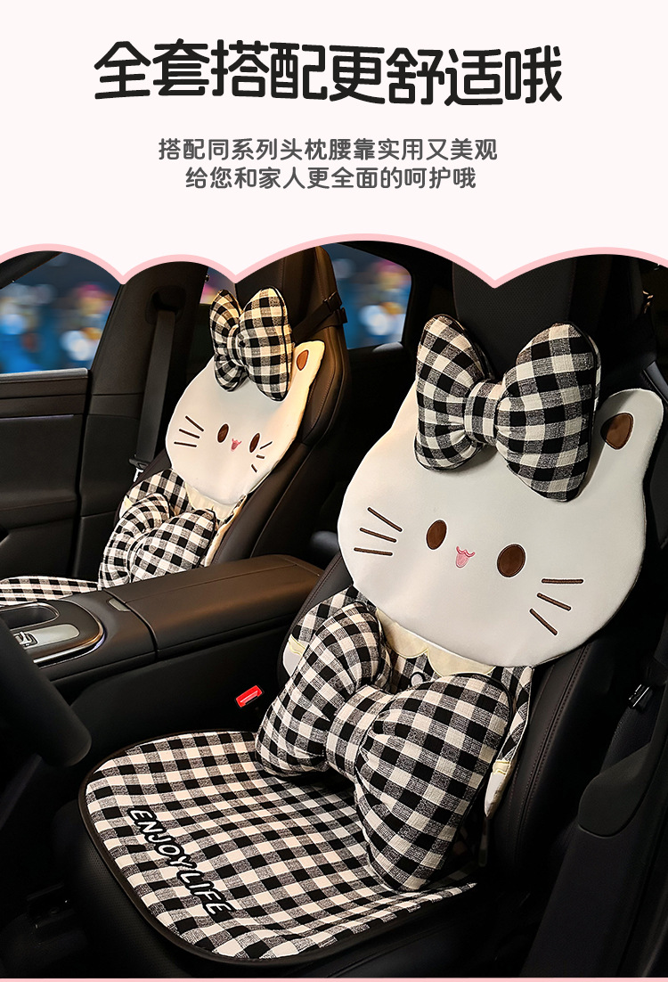 Bowknot Car Headrest Neck Pillow, All-Season Universal Car Seat Cushion, Lumbar Pillow, Stylish Goddess Car Pillow