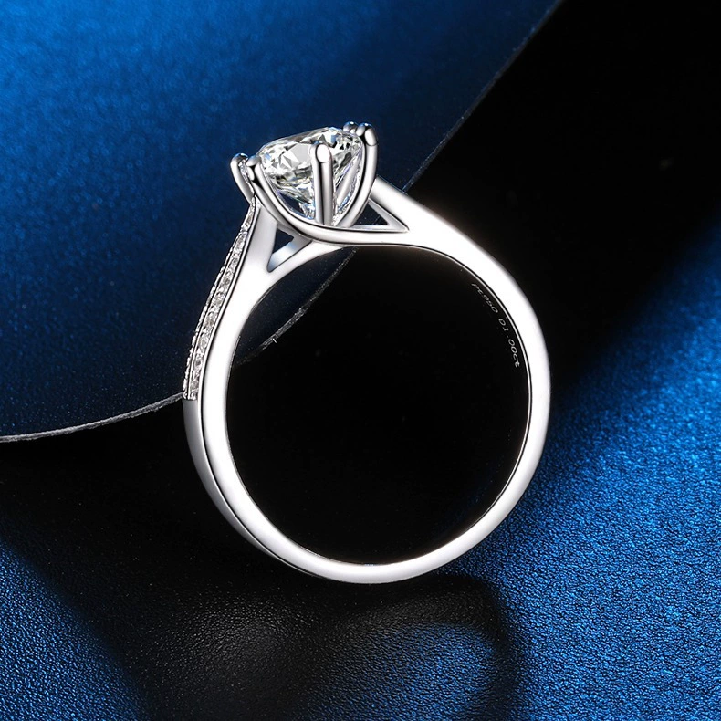 Classic fashionable adjustable ring, 925 sample silver, one carat diamond