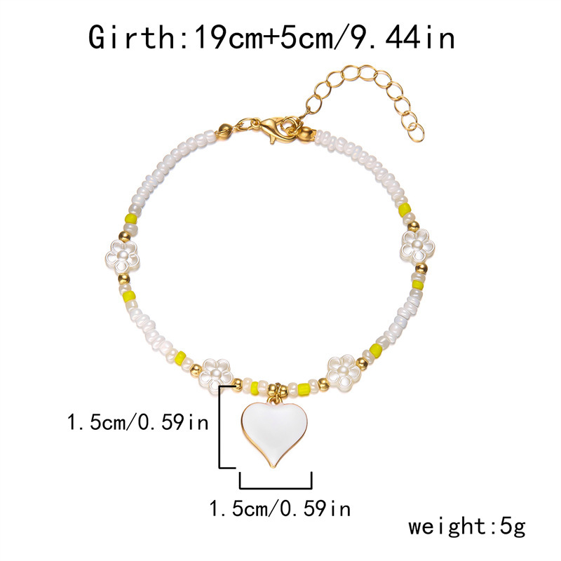 8g Weight Anklet Classification 1 Piece Quantity Holiday, Beach Occasion Seed Bead Material Heart Shape Pattern All Seasons Season Women's Gender Simple Style, Classic Style Style Wholesale Jewelry Simple Style Classic Style Heart Shape Seed Bead Anklet 28