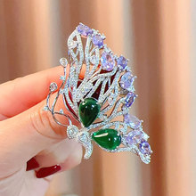 秋冬新款彩锆蝴蝶胸针女高级感百搭奢华外套昆虫胸花固定别针配饰