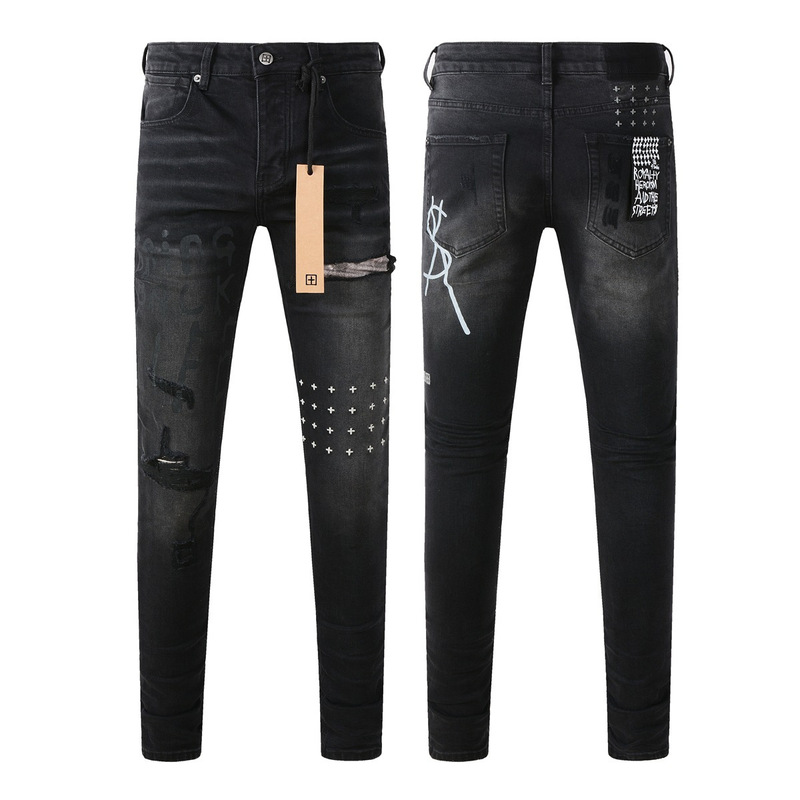 Foreign Trade Cross-Border European and American Trendy Brand Ksubi Hiphop Jeans Slim Fit Ripped Distressed Jeans