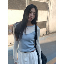黄峥真两件套撞色小吊带背心针织衫女2025春季叠穿上衣H1KA510036