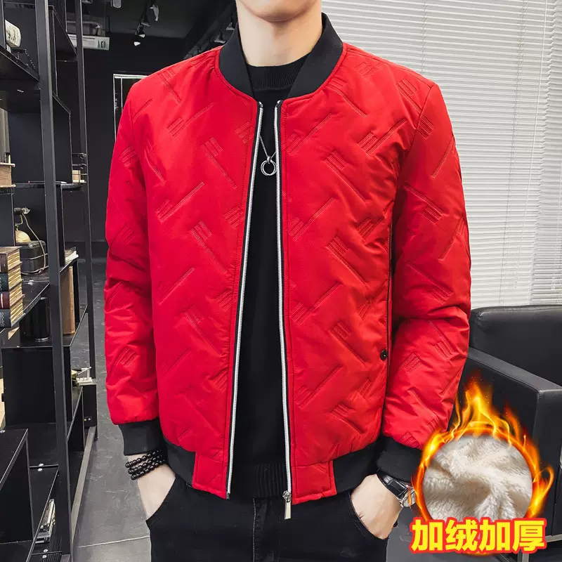 男士休闲棉衣秋冬加绒加厚潮流棒球领棉服外套加大码棉袄一件代发