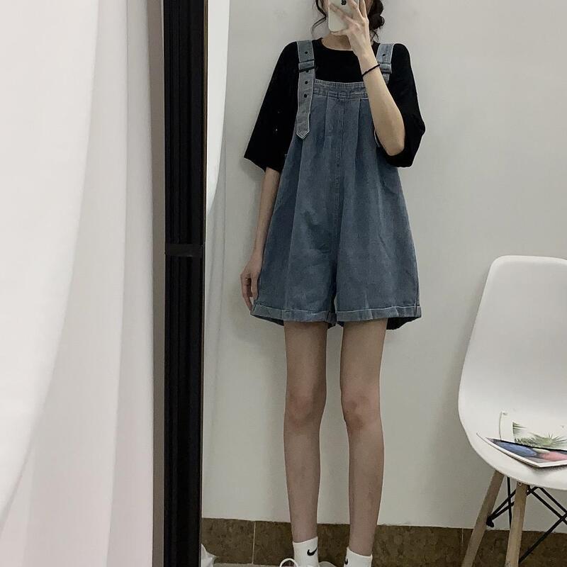 Cute Denim Overalls for Women, New Summer Loose Slimming Wide-Leg Shorts, Stylish Age-Reducing Pants Trendy Ins
