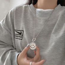 依好创意翻转心情表情钛钢项链文艺男女潮人旋转笑脸吊坠嘻哈饰品