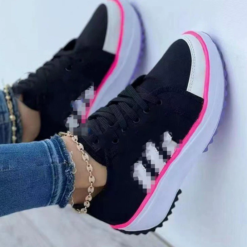2022 летняя новая женская обувь больших размеров для внешней торговли, повседневная женская обувь на танкетке из полиуретана на шнуровке и в тон