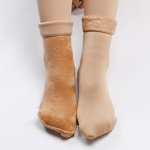 Snow socks ladies socks autumn and winter fleece-lined thickened warm casual tube floor terry long tube knee socks