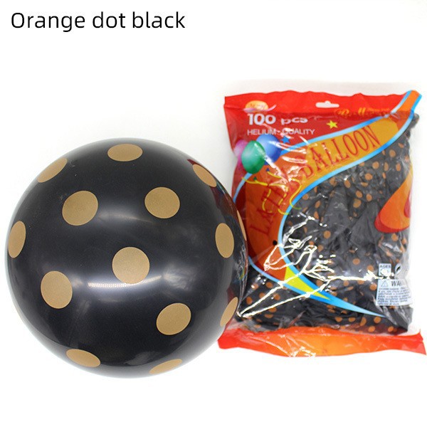 12 pulgadas bola negra naranja puntos / 100 pcs / paquete