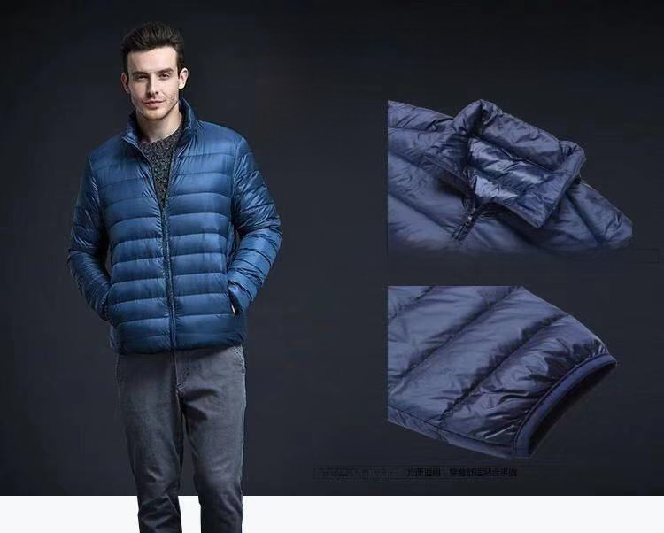 Cotton-padded jacket men's foreign trade men's light feather Rong cotton-padded jacket winter slim-fit hooded collar solid color warm vest coat men's