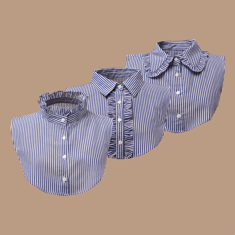 Factory direct sales fake collar, new arrival denim shirt with fake collar, classic striped fake collar half-shirt