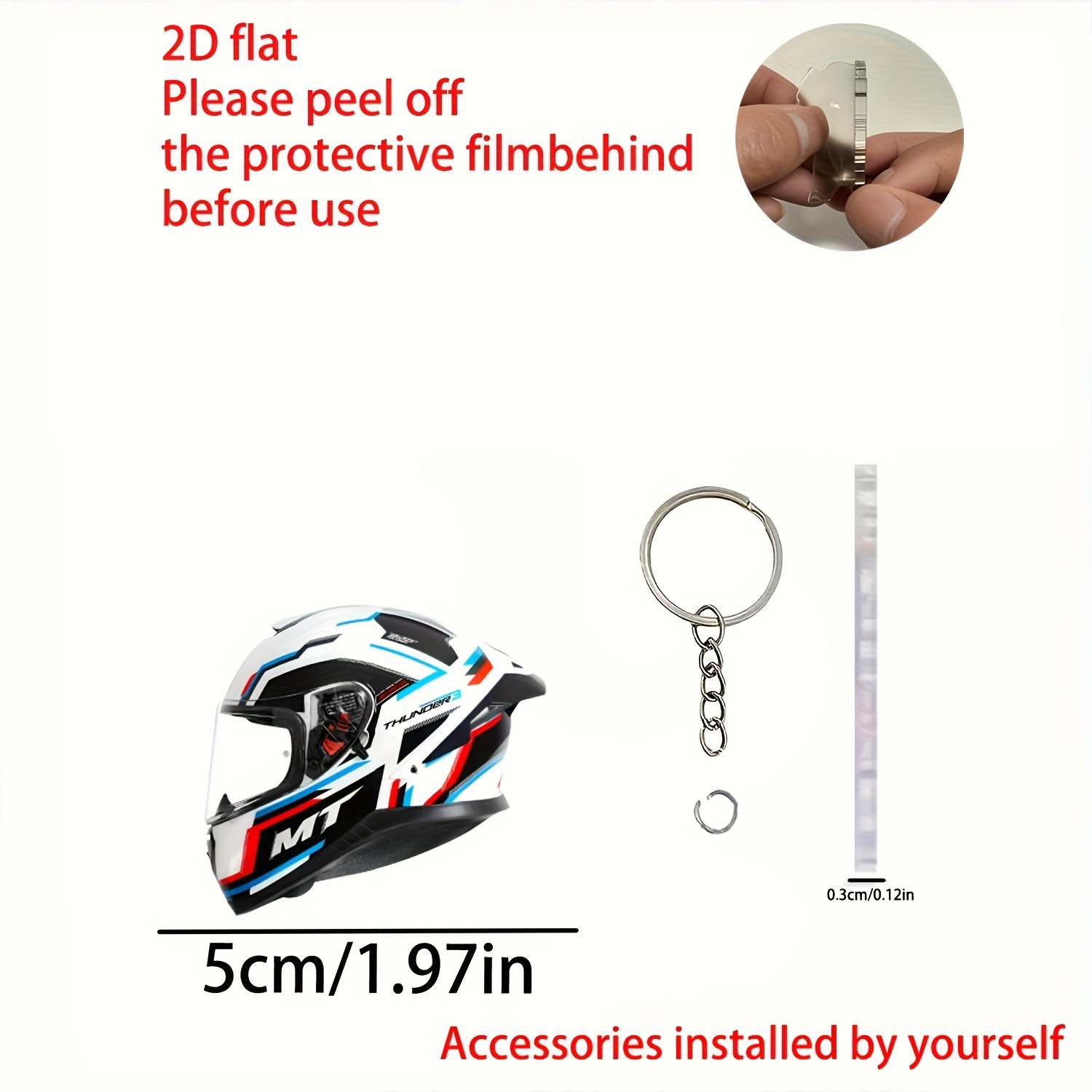 Transfronterizo nuevo acrílico plano dinámico casco llavero para automóviles colgantes de decoración del hogar colgantes