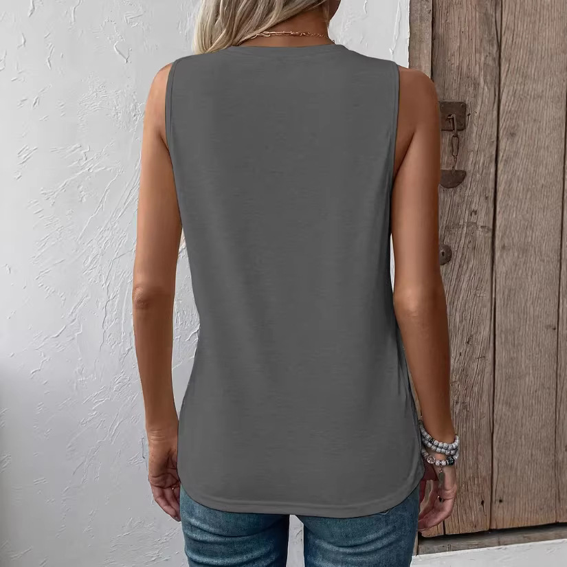 Women's Clothing Summer Cute Cat Print Vest T-Shirt Women's Clothing Top European American Style A12 Print_ecoleips.com