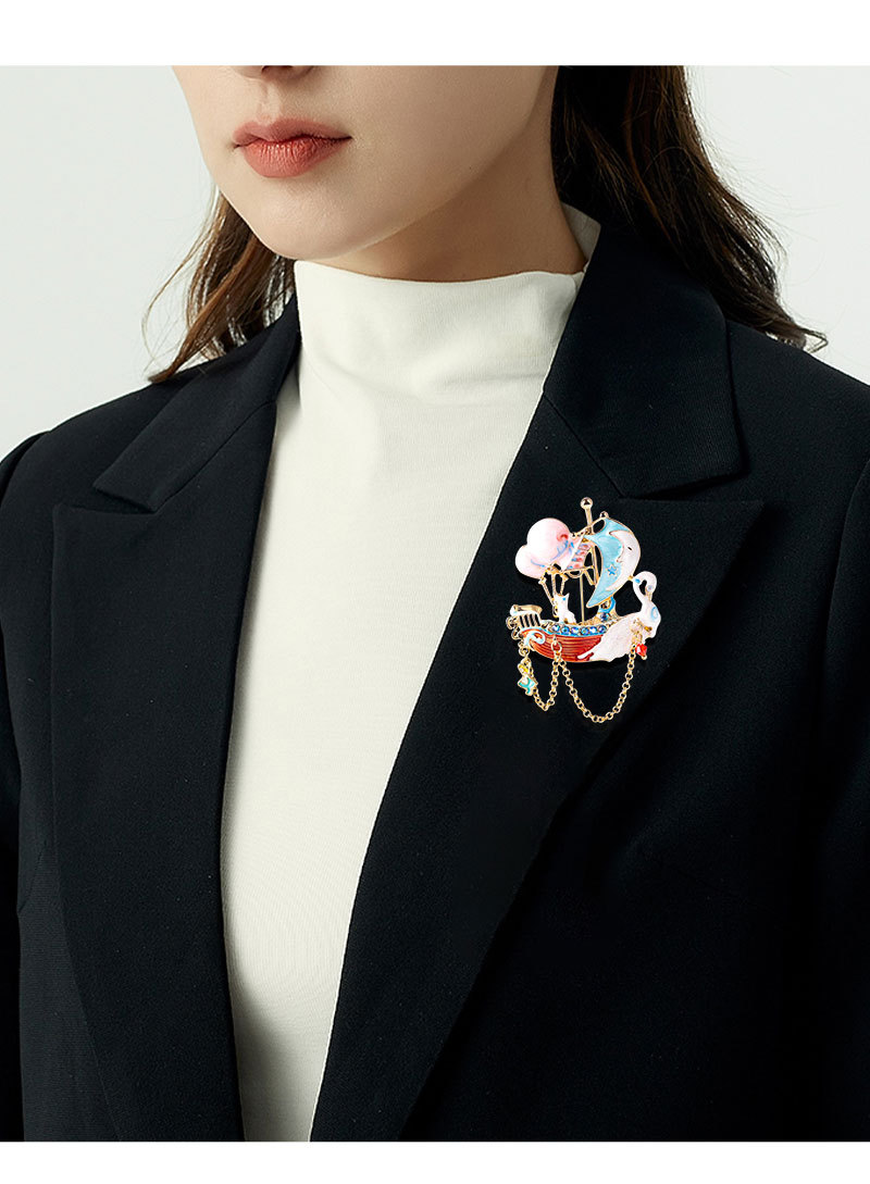 Fashion Ship Alloy Enamel Inlay Rhinestones Women's Brooches display picture 3