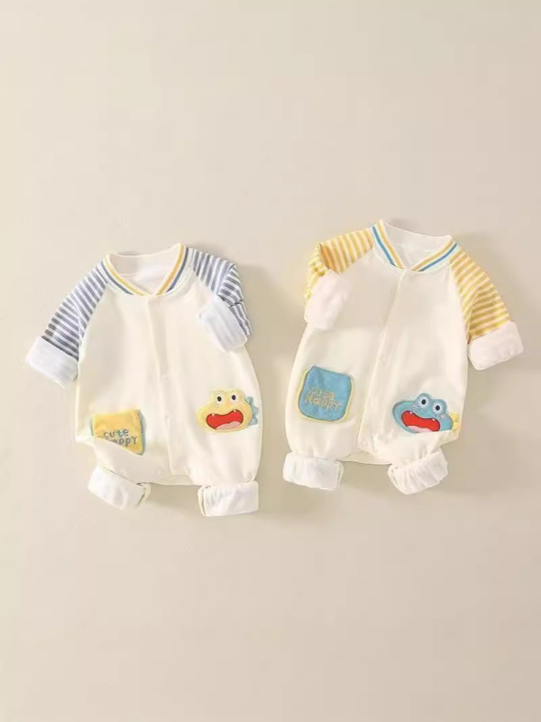 赤ちゃんの連体服秋冬とベルベットの赤ちゃんの保温長袖の上着の乳幼児の外で服を着て春と秋に服を着る|undefined