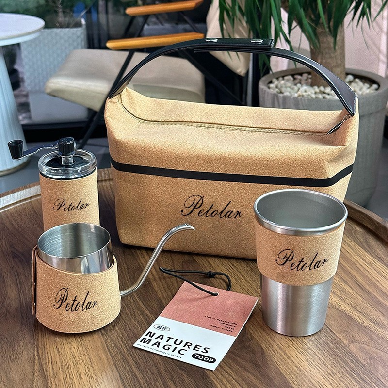 Kindergarten's Popular Outdoor Camping 304 Stainless Steel Coffee Cup with Insulated Cork Sleeve Hand-Brewed Coffee Gift Set