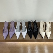 包头凉鞋女尖头高跟鞋细跟后绊带女鞋2025新款法式气质包头单鞋