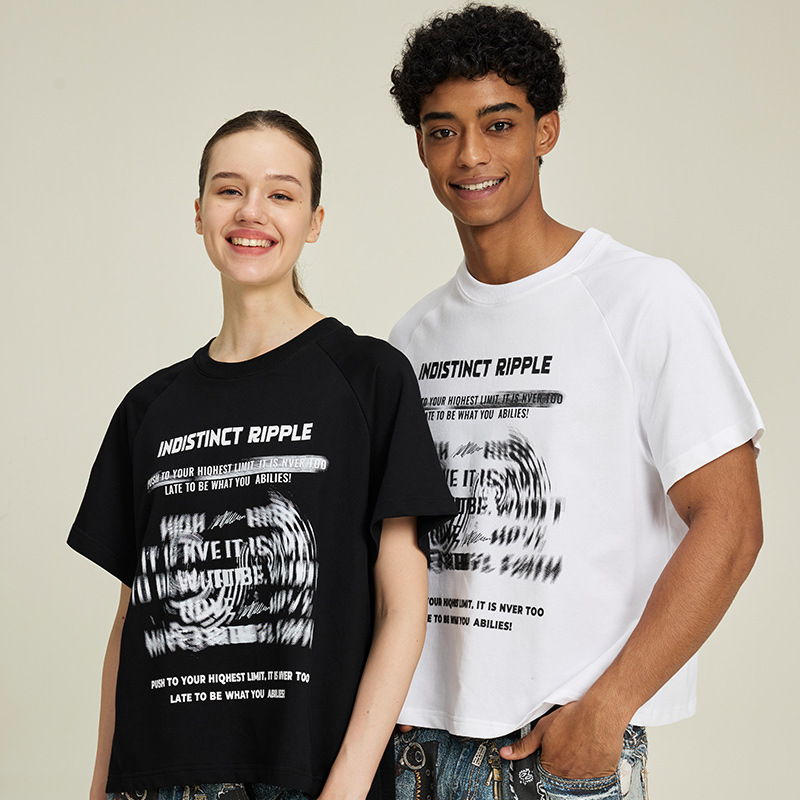 ETAI hombre verano 260g pesado algodón de manga corta hombre corto ancho marca de moda juvenil camiseta casual callejera image 3