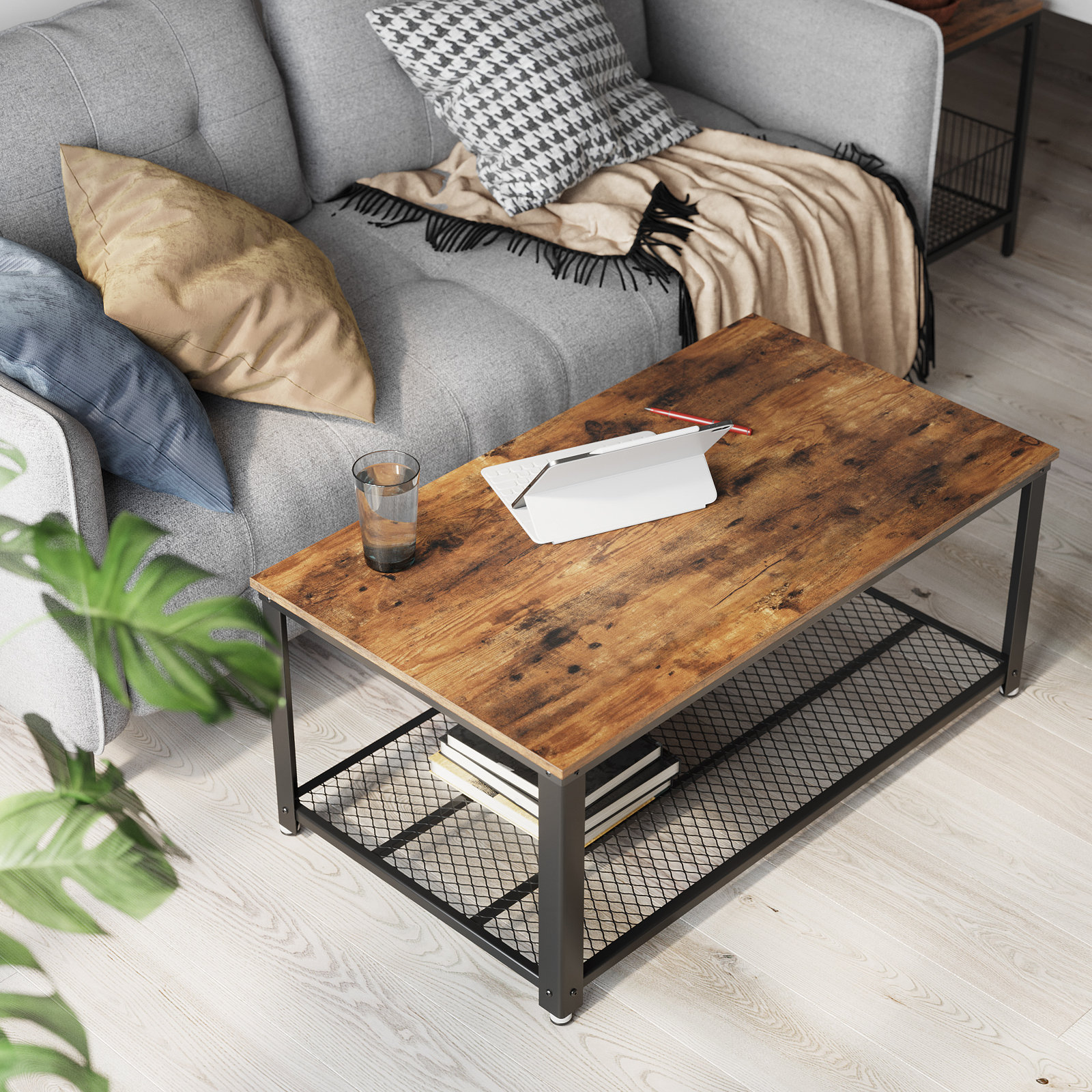 Mesa de té de lujo ligero sofá de sala de estar alta sensación rectangular mesa de café de madera sólida mesa de café de madera