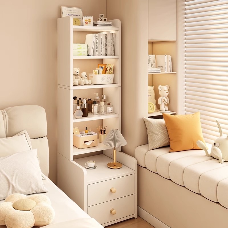 Mesa de cabezal de cama dormitorio doméstico elevado gabinete de lado de la cama simple estante moderno estante de libros multicapa armario de almacenamiento armario de almacenamiento