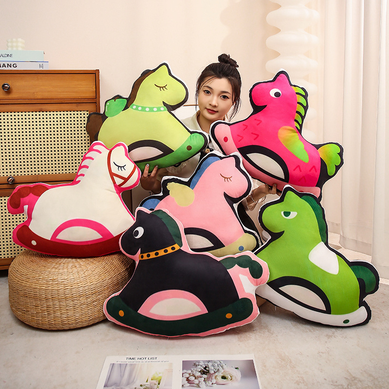 Serie de cojines de caballo de roca sofá almohada de la sala de estar almohada de cabecera muñeca muñeca de peluche regalos para niños para el hogar