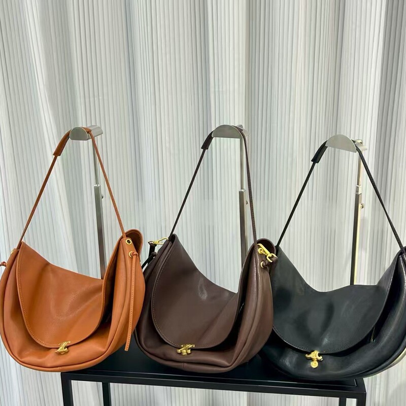 2026 New Model Kaijia Soft Triomphe Half-Moon Bag Soft Cowhide Dumpling Bag Fashionable Genuine Leather Underarm Bag