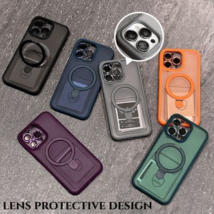 Cross-Border Model Suitable for Iphone17Pro Fulcrum Magnetic Holder Mobile Phone Case Apple 16Pro Lens Film Protective Cover