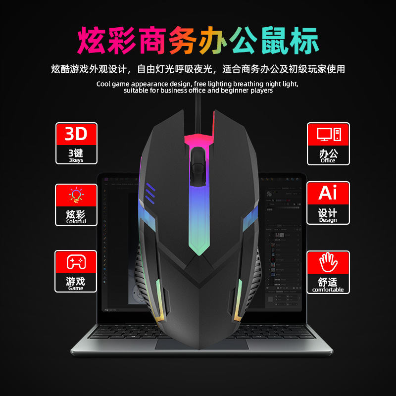 工厂直销现货批发有线发光鼠标USB台式机电脑笔记本办公便宜游戏|undefined