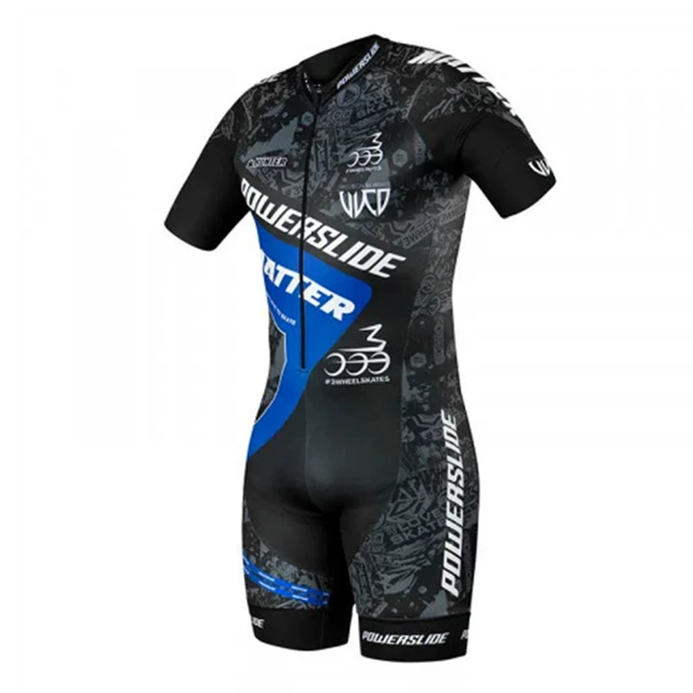 Кroupers? Нам нужно перевод: Powersline roller skating suit quick-drying breathable summer short-sleeved straight-wheel onesie triathlon clothing without pads