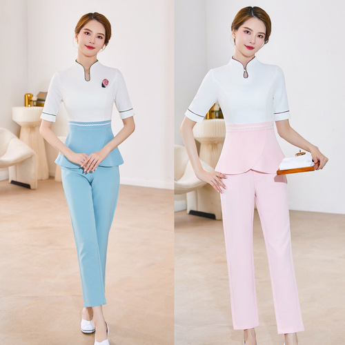 Beauty salon beautician work clothes women's spring and autumn mid-sleeve beauty shop skin manager medical beauty high-end professional suit