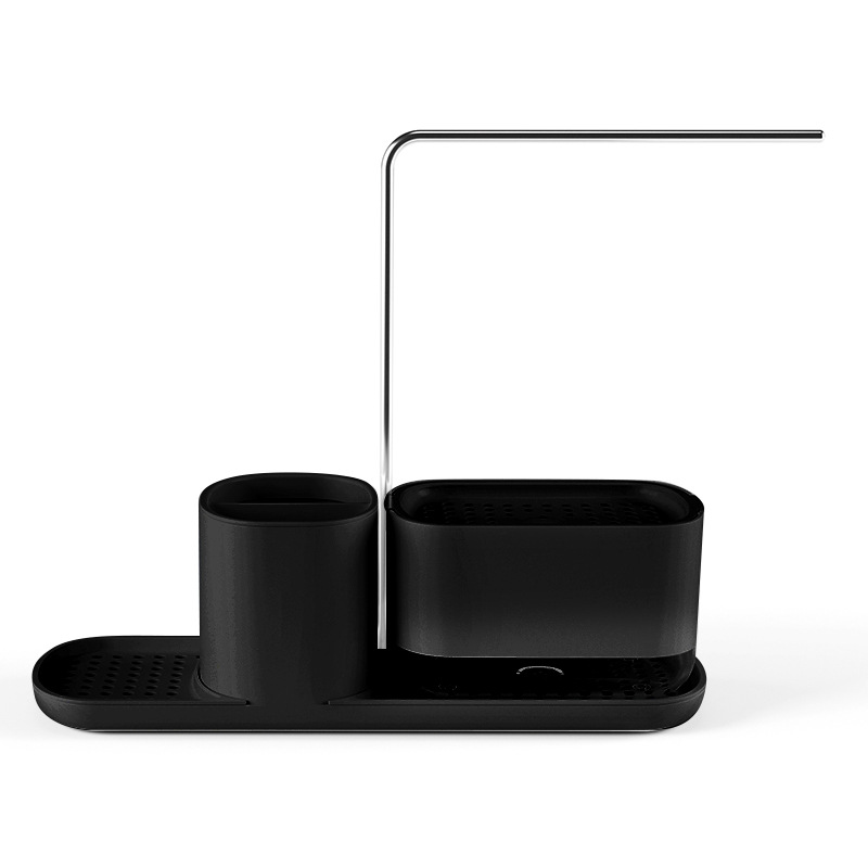 Caja de jabón de prensa manual, estante de drenaje de cocina, detergente de acero inoxidable, caja de jabón de escritorio