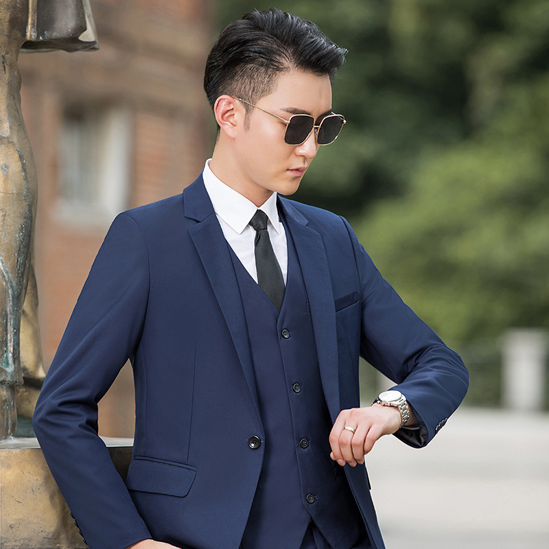 Manufacturer's New Men's Three-Piece Suit, Korean Style Casual Suit Jacket, Men's Groomsmen Vest, Trousers, Suit Set for Men Manufacturer's New Men's Three-Piece Suit, Korean Style Casual Suit Jacket, Men's Groomsmen Vest, Trousers, Suit Set for Men