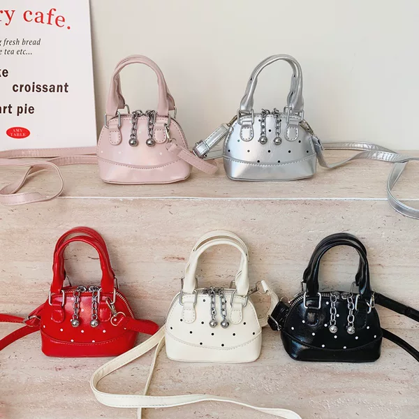 Korean Style Fashionable Polka Dot Shoulder Bag for Boys and Girls, Stylish Mini Baby Handbag, 2025 New Children's Shell Bag