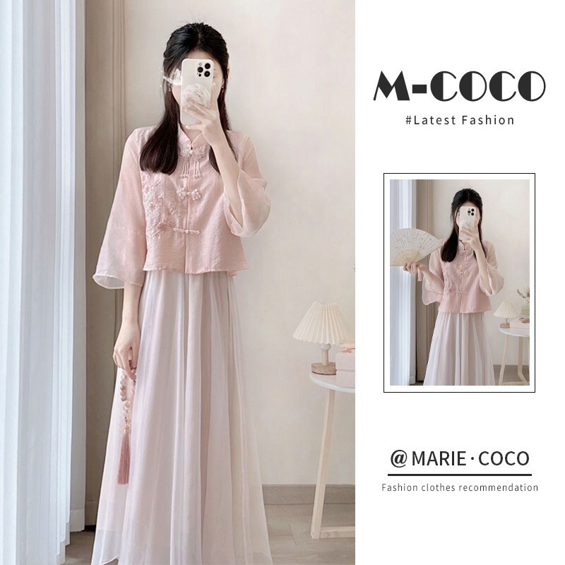 New Chinese-Style Women's Clothing, Chinese-Style Suit, Super Fairy Han Dynasty Improved Version of Tea Suit, Fairy-Like Zen Style, Jiangnan Style Dress