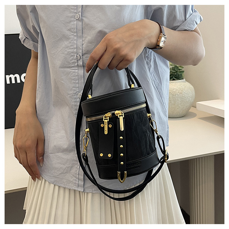 Piccola borsa a secchiello cilindrica di alta qualità per le donne, estate 2024, alla moda e versatile_voghion.com