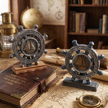 地中海复古船舵 树脂工艺摄影背景 陈列道具家居餐厅酒吧装饰摆件