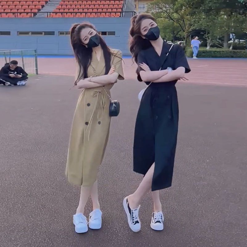 Official Picture of the New Summer Style Internet Celebrity Royal Sister Style Long Skirt High-End Texture Lapel Suit Dress for Women Official Picture of the New Summer Style Internet Celebrity Royal Sister Style Long Skirt High-End Texture Lapel Suit Dress for Women