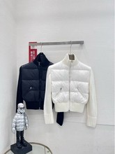 深圳南油高端女装秋冬新款针织翻领长袖拼接短款羽绒服女潮