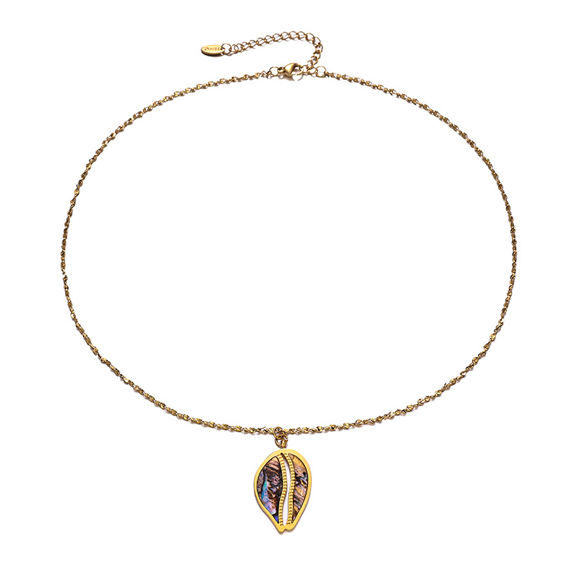 Tina Europa y los Estados Unidos simple collar de colgante de concha de viento no se desvanece 18K oro abulón colgante de concha de collar accesorios al por mayor para mujeres