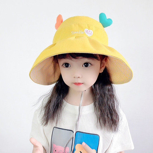 Children's sun protection hat, large brim, hollow top sun hat, boys and girls summer thin anti-UV baby sun hat