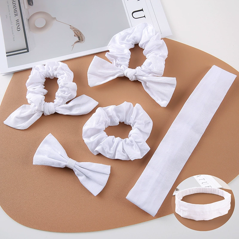 Этнический стиль DIY резинка для волос с эффектом тай-дай, чистый хлопок, белая резинка, эластичная повязка для волос, аксессуар для волос с ушками кролика