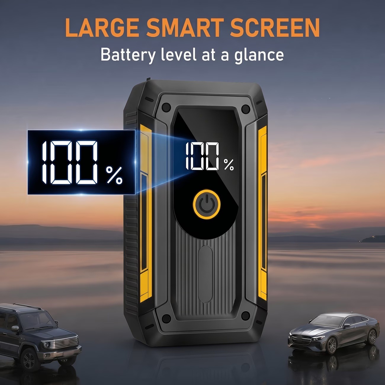 Cross-border car emergency starting power supply with complete English certification, 12V starter with power bank and lighting warning
