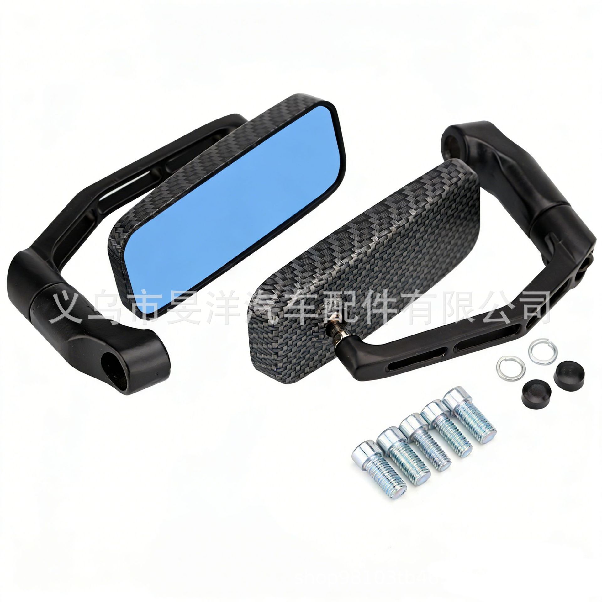 Popular in foreign trade: Modified electric vehicle aluminum alloy blue glass square curved rod snake-pattern rearview mirror