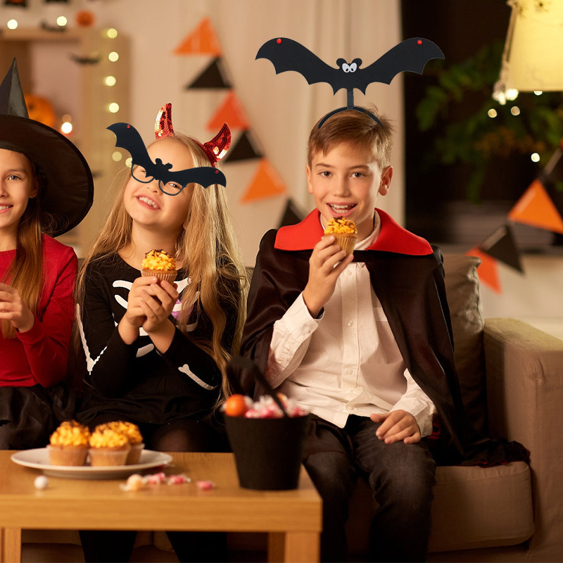 Amazon nueva diadema de murciélago de Halloween, decoración de marco de gafas divertidas, fiesta de baile, decoración de ambiente festivo