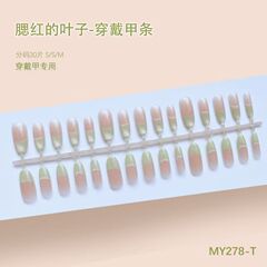 腮红的叶子猫眼高级质感气质少女风御姐风显白美甲30-T穿戴甲