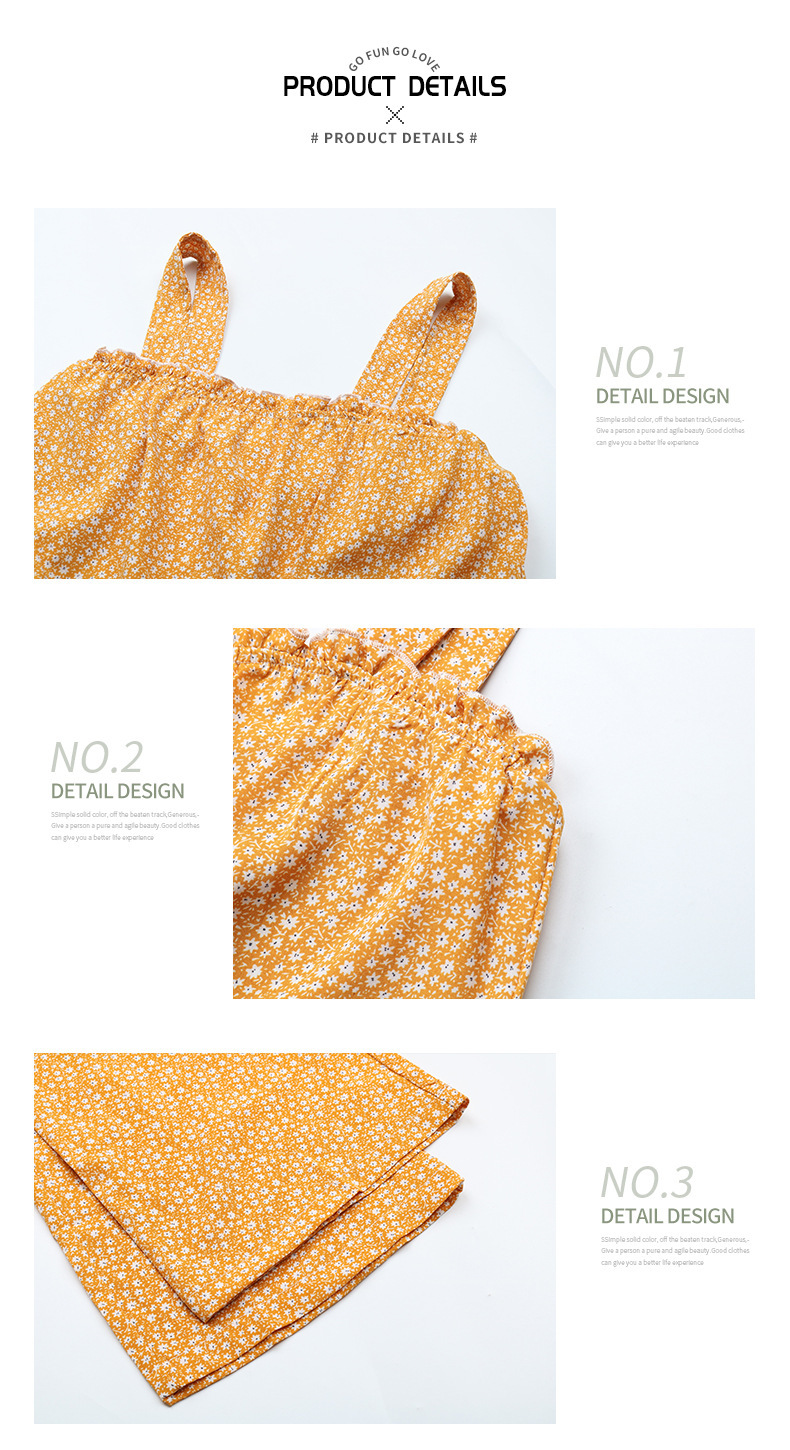 Bedruckter gelber Hosen-Jumpsuit mit losen Hosenträgern und Schnürung_voghion.com