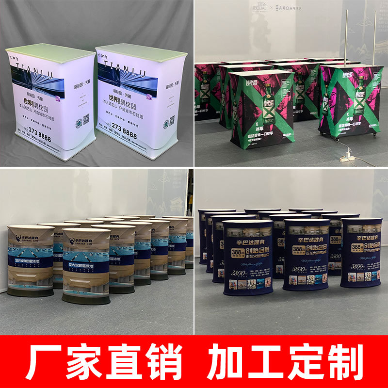 Shanghai rectángulo LED emisor de luz hidráulica elevación publicidad promoción cilindro frente a la exposición mesa de palmaditas pantalla rápida