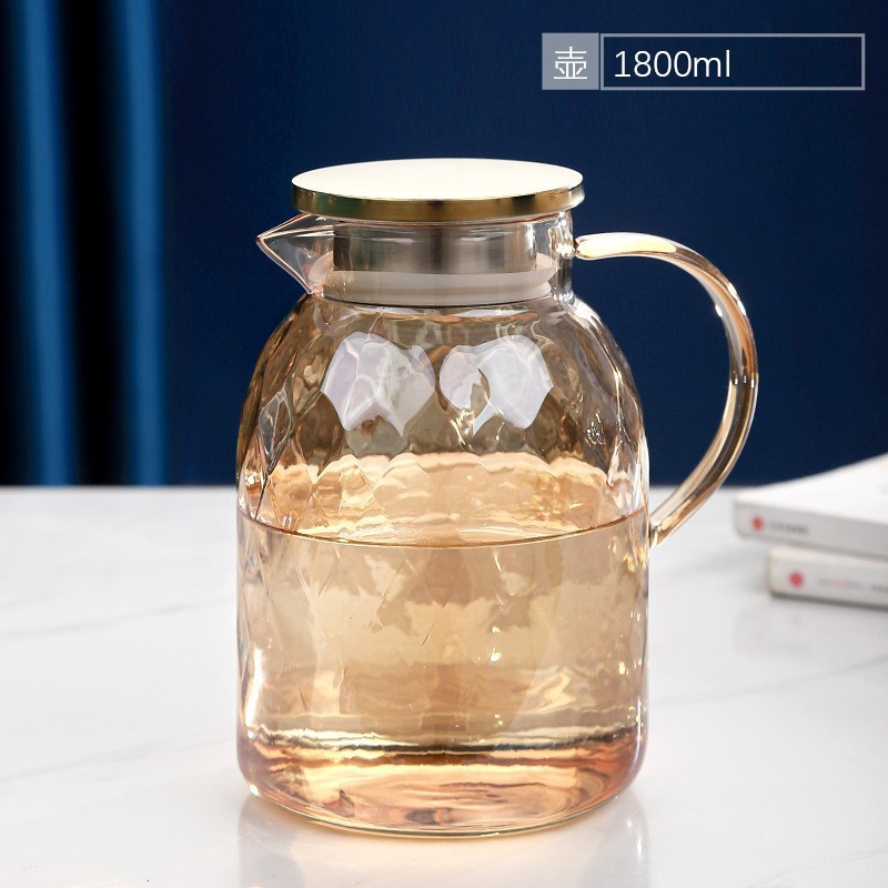 Eliminación de almacenamiento de alta borosilicona tetera de agua fría de vidrio resistente a altas temperaturas tazas de agua set de té de vidrio inventario de artículos solitarios detectados por filtración