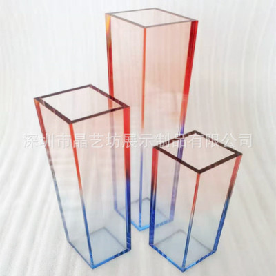 Crystal Art Workshop Gradient color Acrylic customized factory colour Double color Gradient Floral organ transparent furniture dyeing vase