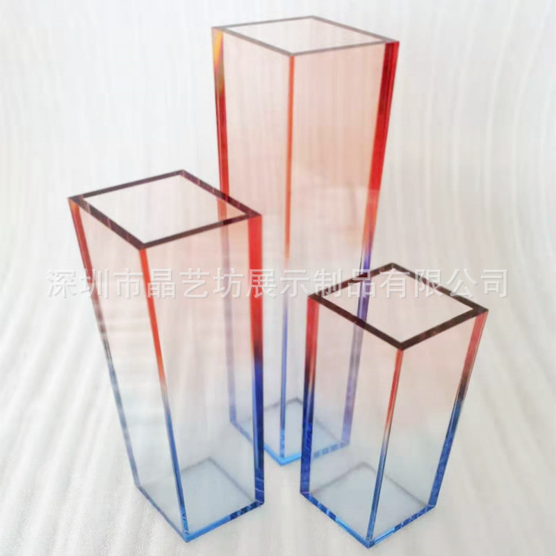 Crystal Art Workshop Gradient color Acrylic customized factory colour Double color Gradient Floral organ transparent furniture dyeing vase