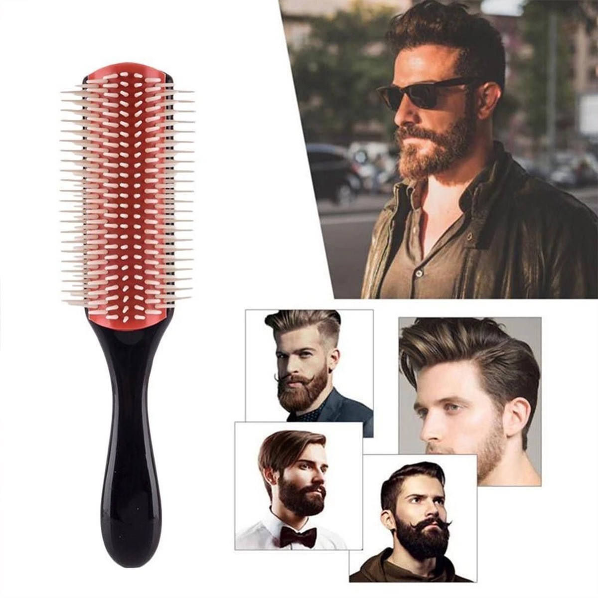 Peigne de massage classique pour cheveux lisses, peigne unisexe en plastique lissant._voghion.com